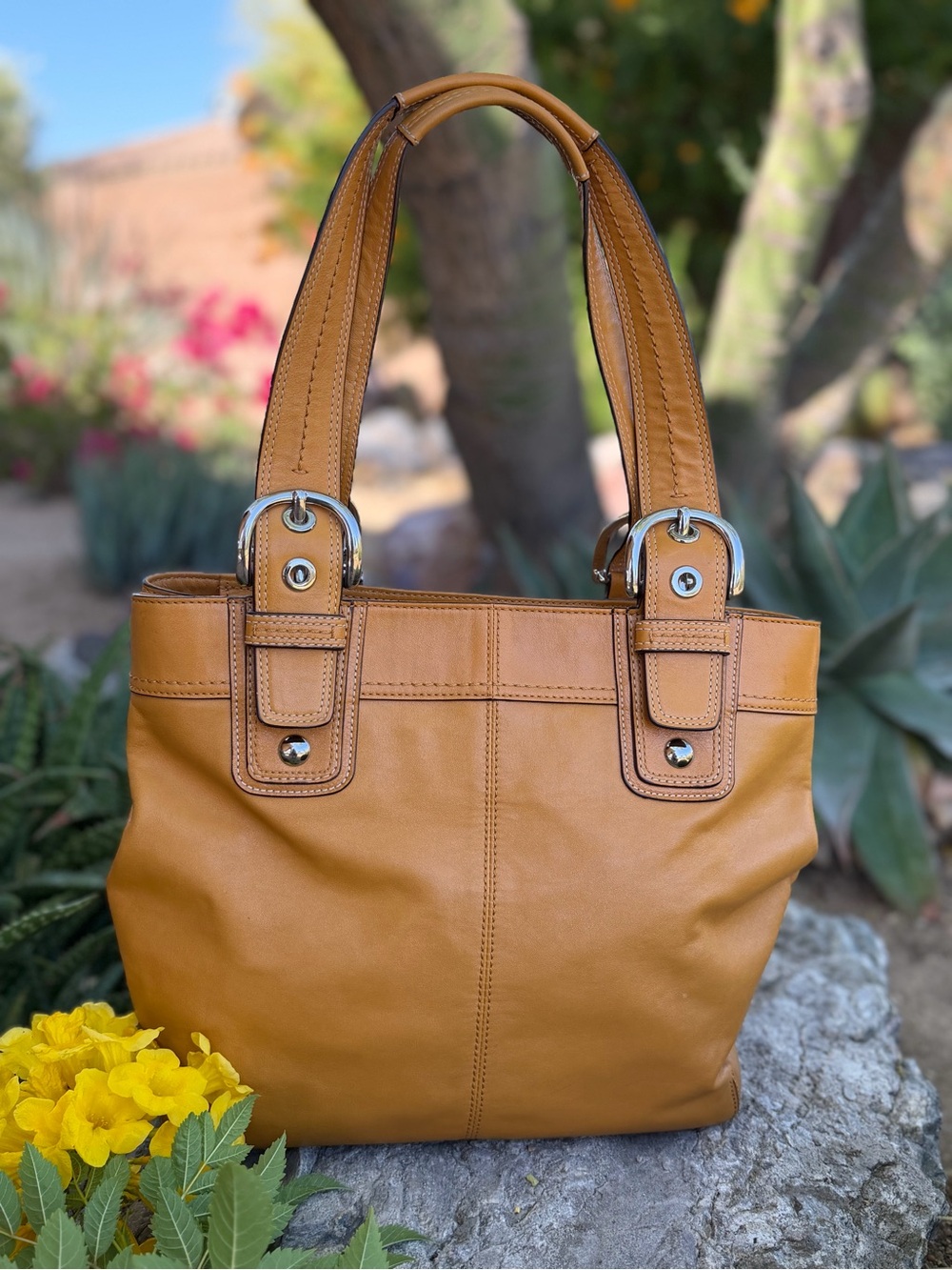 SHOULDER BAG COACH SoHo Pleated Leather Saffron Shoulder Tote GORGEOUS - Picture 5 of 14